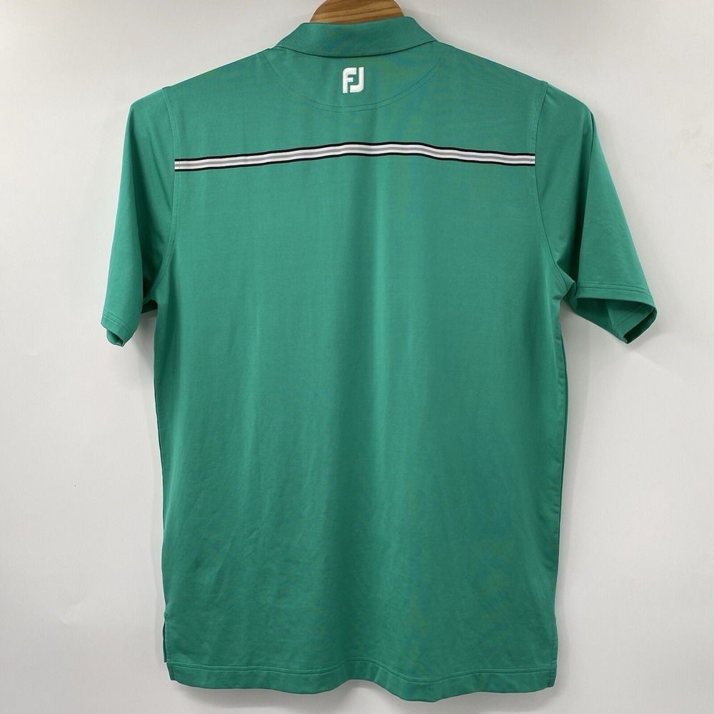 FootJoy Golf Polo Mens XL Green Athletic Fit Striped Performance Short Sleeve - Picture 3 of 6